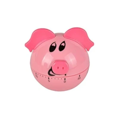 Image of Jayron Mechanical Kitchen Timer Pink Pig Cartoon Cute Shape Hour Meter Countdown Alarm Clock,Suitable for Baking,Cooking and Learning