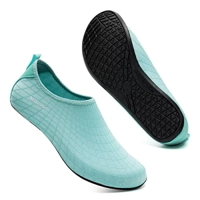 Image of Swim Water Shoes Socks Barefoot Protecting for Sea Beach Swimming Pool Mens Women(Moon Green 015,7.5/8.5 UK,42/43 EU)