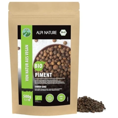 Image of organic allspice whole (500g, 1.1lb), grains whole, berries from controlled cultivation, laboratory tested