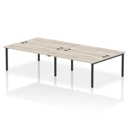 Image of Impulse Bench B2B 4 Person 1600 Black Frame Office Desk Grey Oak