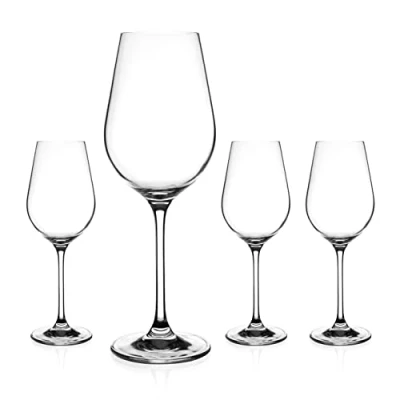 Image of DIAMANTE White Wine Glasses ‘Auris’ Collection Undecorated Crystal Set of 4