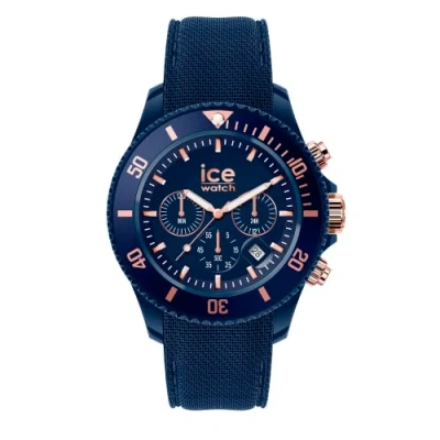 Image of Ice WATCH Chrono Blue Rose gold Men&#039;s Wristwatch With Silicon Strap 020621 (Large)
