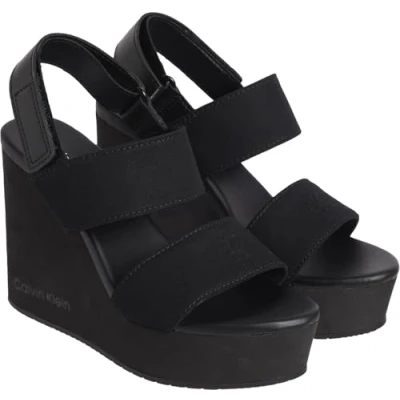 Image of Calvin Klein Jeans Wedge sandals, Women&#039;s, Size: 6.5, Triple black Cotton
