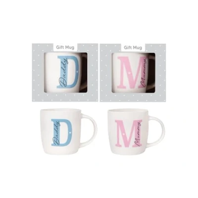 Image of OM SUPPLIES New Parents Set of 2 Mummy and Daddy Mugs Gifts for Mum Mums Dad Mug Christmas Includes Decision Coin (Design 1)