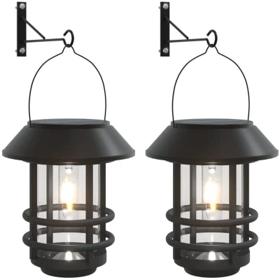 Image of vidaXL Solar Outdoor Wall Lanterns 2 pcs White
