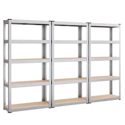 Image of SONGMICS 5 Tier Heavy Duty Shelving Units, Steel Units for Storage, Boltless Assembly, Garage, Shed, Load Capacity 650 kg, 30 x 225 150 cm, Silver GLR030E03