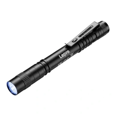 Image of Lepro 365nm UV Torch, Ultraviolet Flashlight, Pen Torch with Clip, High Purity, Small Light Powered by 2 AAA Batteries (Not Included),Black Detector for Pet Urine, Invisible Stain