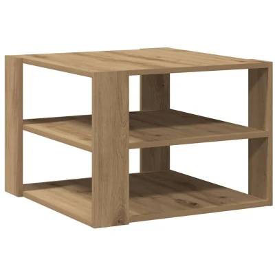 Image of vidaXL Coffee Table 58x58x40 cm Brown Artisan Oak Engineered Wood with Storage for Living Room &amp; Lounge