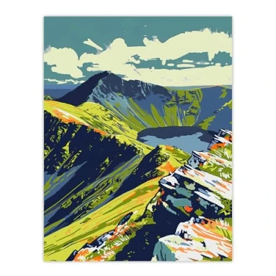 Image of Artery8 Bold Helvellyn Mountain Lake Hiking Landscape Living Room Large Wall Art Poster Print Thick Paper 18X24 Inch