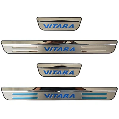 Image of 4 Pcs Car Outer Door Sill Protector Kick Plates for Suzuki Vitara 2015 2021, Stainless Steel Scuff Plate Step Threshold Guard Pedal Auto Edge