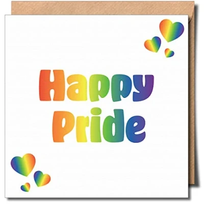 Image of Happy pride LGBTQIA + Greeting Card Gay coming out Same sex queer Lesbian LGBT 150mm x Premium