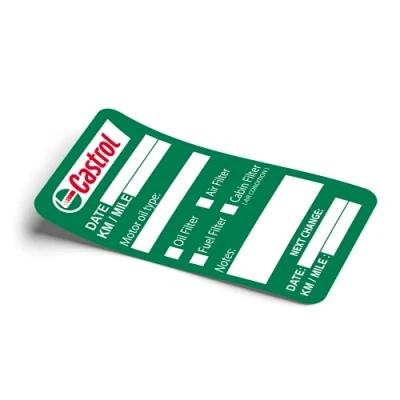 Image of 60 Oil Change Service Reminder Stickers for Castrol Oil, PVC self Adhesive Labels