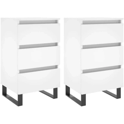 Image of vidaXL Bedside Cabinets 2 pcs White 40x35x69 cm Engineered Wood