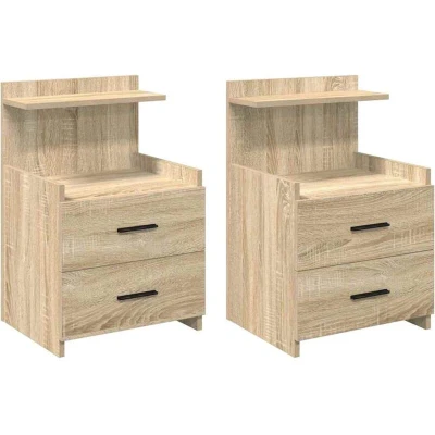 Image of vidaXL Bedside Cabinets 2 pcs with Drawers Sonoma Oak 40x36.5x62 cm