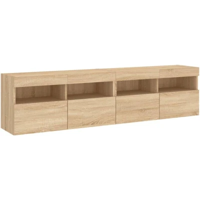Image of vidaXL TV Wall Cabinets with LED Lights 2 pcs Sonoma Oak 80x30x40 cm