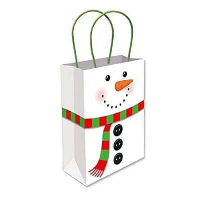 Image of Anila&#039;s Complete Christmas Themed 10 Party Bags, Fillers &amp; Favours Snowman Bags with Handles. (Ideal for Children Aged 3 8)