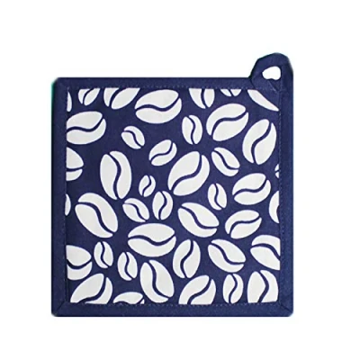 Image of Prime Homewares Navy Blue Bean Design Pot Holder, Oven Glove, Tea Towels, Apron (Pot Holder)
