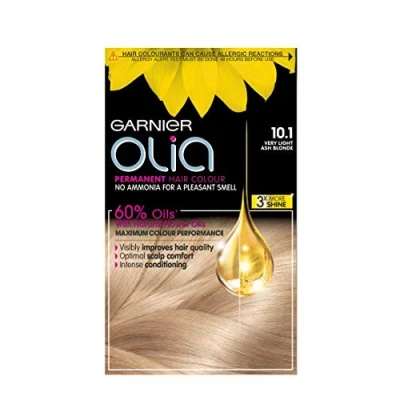 Image of Garnier Olia Permanent Hair Dye, Up to 100% Grey Coverage, No Ammonia, 60% Oils, 10.1 Very Light Ash Blonde