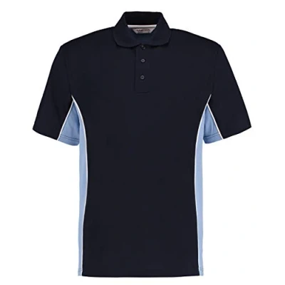 Image of Kustom Kit Classic Fit Track Polo M Navy/Light Blue/White