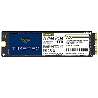 Image of Timetec 1TB Mac SSD NVMe PCIe Gen3x4 3D NAND TLC Read Up to 2,000MB/s Compatible with Apple MacBook Air (2013 2015, 2017), Pro 2015), iMac 2019), (2013), Mini (2014)