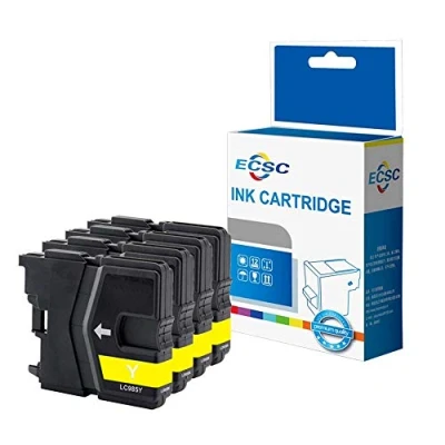 Image of ECSC Compatible Ink Cartridge Replacement for Brother MFC J220 J265W J410 DCP J125 J315W J415W J515W LC 985Y (Yellow, 4 Pack)