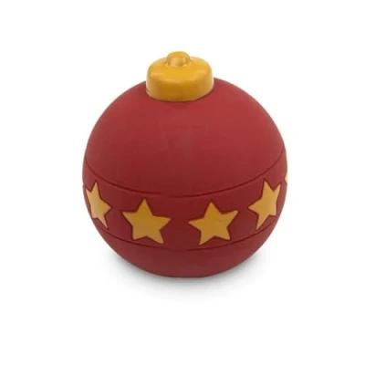 Image of Surrey Feed Latex Dog Ball Christmas Bauble Design RED