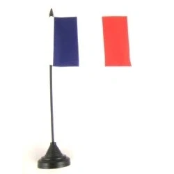 Image of Novelties Direct French Table Flag Of France 4&quot; x 6&quot; 100% Polyester With Black Plastic Stick &amp; Base (1)