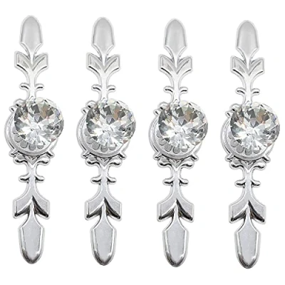 Image of 4 Piece Set Crystal Door Knob,Wardrobe Cabinet Knobs,Diamond Drawer Pull Handle Cupboard Knob Furniture Hardware(170mm)