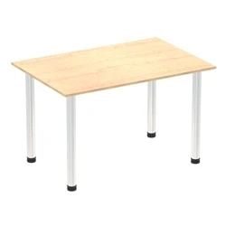 Image of Impulse 1200mm Straight Table Maple Top Chrome Post Leg