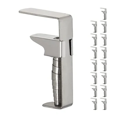 Image of Relaxdays Tablecloth Clamps, Set of 16, Adjustable Table Clips, Stainless Steel, for Tabletops Up to 4 cm Thick, Silver, 100%, 7.5 x 5 1.5