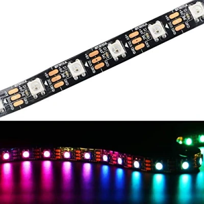 Image of TOPAI WS2812B RGB LED Pixel Strip 5M 300LEDs, Individually Addressable 60 Pixels/M 5050 SMD 5V Black PCB Flexible IP20 NO Waterproof Cuttable Smart Lighting