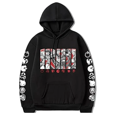 Image of Unisex Anime The Seven Deadly Sins Hoodie Meliodas Graphics Pullover Dragon&#039;s Sin of Wrath Casual Long Sleeve Sweatshirt Black
