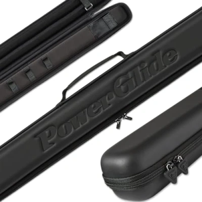Image of PowerGlide Snooker Pool or Billiard Cue Case Svartur Modern Design Soft Touch EVA Handle &amp; Shoulder Strap Protective Foam Interior Accessory Pockets To Fit 2 Piece 50/50 Joint