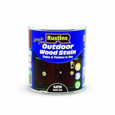 Image of Rustins Quick Dry Outdoor Wood Stain Dark Oak 1L Durable and Weather Resistant Finish, Fast Drying, Vibrant Color for Decks, Fences, &amp; Furniture, Available in Many Shades