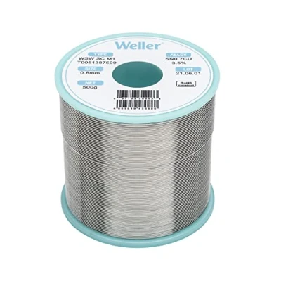 Image of Weller WSW SC M1 (T0051387599) Lead Free Solder Wire, Ø 0.8mm, Alloy Sn99.3Cu0.7, Flux Content 3.5%, 500g, Silver