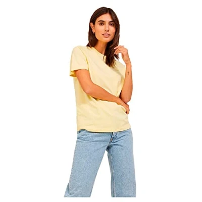 Image of JJXX Women&#039;s Jxanna Ss Reg Every Small Tee Noos T Shirt, Sunlight/Print: Hemp Logo, XS