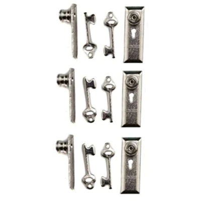Image of Melody Jane Dolls House Handles Knobs Keyhole &amp; Keys Miniature Door Furniture