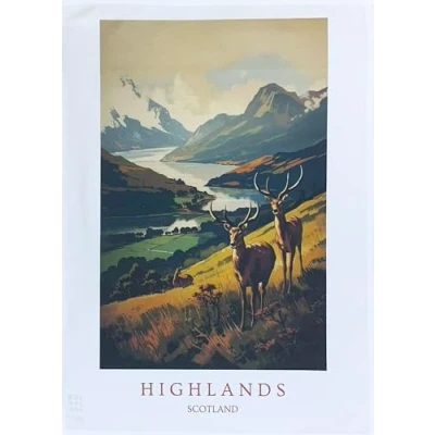 Image of Half a Donkey The Scottish Highlands Large Cotton Tea Towel