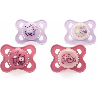 Image of MAM Original Day &amp; Night 0 6m, 4 Pack Blister Pink