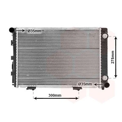 Image of 1245000503, 1245002403, A1245000503, A1245002403 Engine radiator VAN WEZEL 30002110 Aluminium 530mm 375mm 40mm with oil cooler Brazed cooling fins