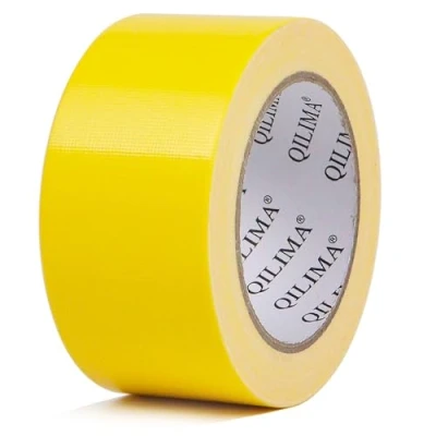 Image of QILIMA Strong Adhesive Cloth Yellow Duct Tape Heavy Duty, Water Resistant Gaffer Tape,Single Sided for Stage Carpet Floor Repairing,Indoor/Outdoor, 50mm X 25.1m