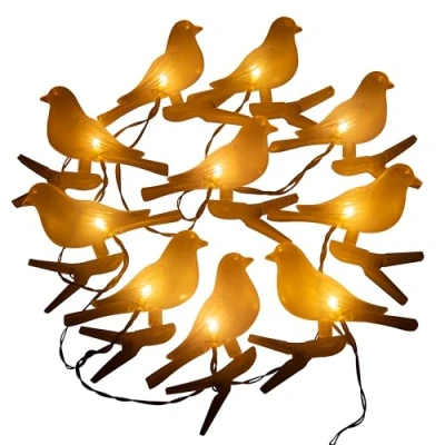 Image of GardenKraft 11249 Bird Outdoor Solar Lights / 10 Garden String Lights/Efficient LEDs 3.8m Length/Weather Resistant/Warm White Light Colour