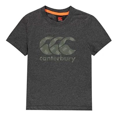 Image of Canterbury Boy&#039;s CCC Logo T shirt Comfortable Regular Fit Cotton Blend, Grey Marl, Age 8 (S)