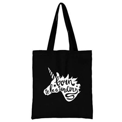 Image of Printed Canvas reusable grocery Bags, Foldable Casual Travel HandBag, Shoulder Beach Tote Shopper bag eco friendly super strong washable Storage bags Shopping for Women (Unicorne)