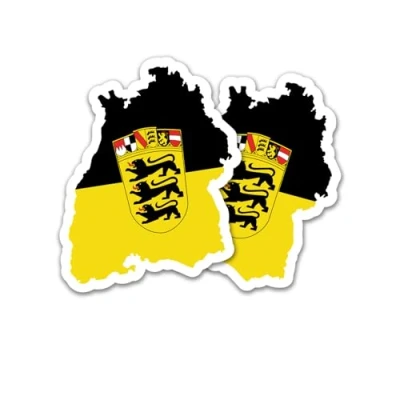 Image of Finest Folia Set of 2 Country Silhouette Stickers State Flag Sticker for Car Bicycle Motorcycle Model Blue Self Adhesive Weatherproof R215 (30 Baden Württemberg)