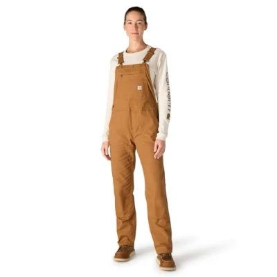 Image of Carhartt Women&#039;s Rugged Flex Loose Fit Canvas Bib Overall, Brown, L
