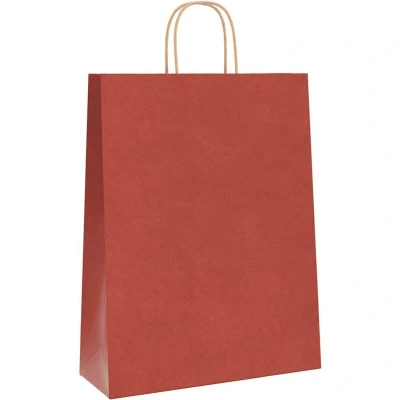 Image of vidaXL Paper Bags 250 pcs with Handles Red 32x12x42 cm