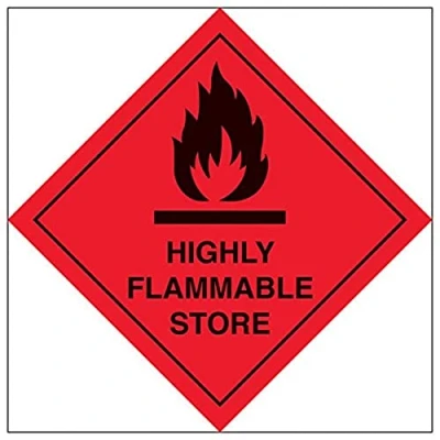 Image of V Safety Hazard diamond Highly flammable store 300x300mm Magnetic Sign