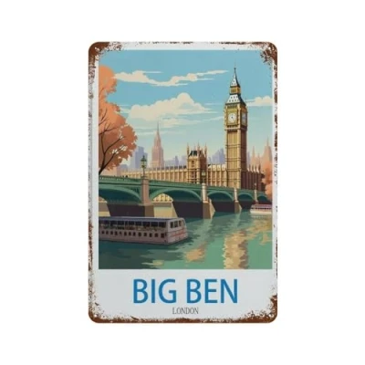 Image of HAIDU Metal Tin Sign,Big Ben London,Tin Sign Vintage Bar Kitchen Garage Cave Home Wall Funny Decor Retro Sign(15x30cm 6x12 inch N4