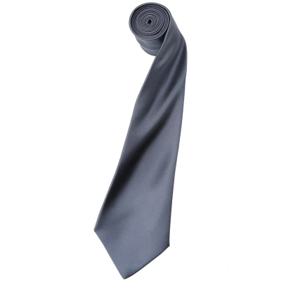 Image of Premier Mens Plain Satin Tie (Narrow Blade) (Pack of 2) (Steel) Grey One Size